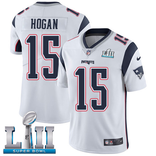 Nike Patriots #15 Chris Hogan White Super Bowl LII Men's Stitched NFL Vapor Untouchable Limited Jersey - Click Image to Close